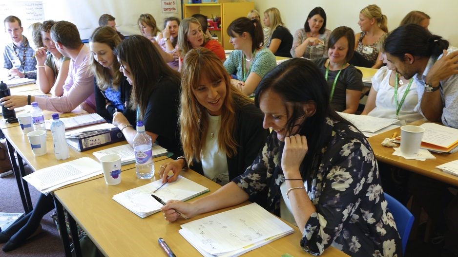 Teachers in discussion at Talk for Writing teacher training