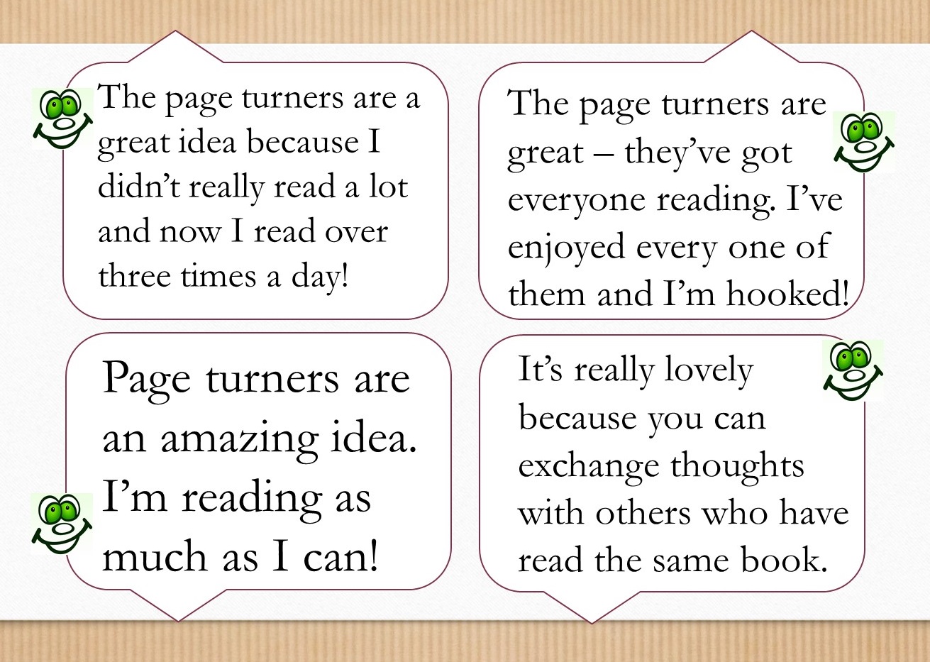 Talk for Writing Maidwell Primary page turner quotes